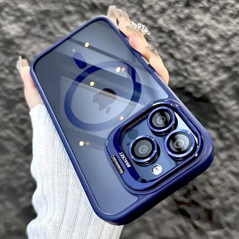 Luxury Magnetic Stand Case for iPhone 11–17 Series & iPhone Air — Shockproof with Camera Lens Protection