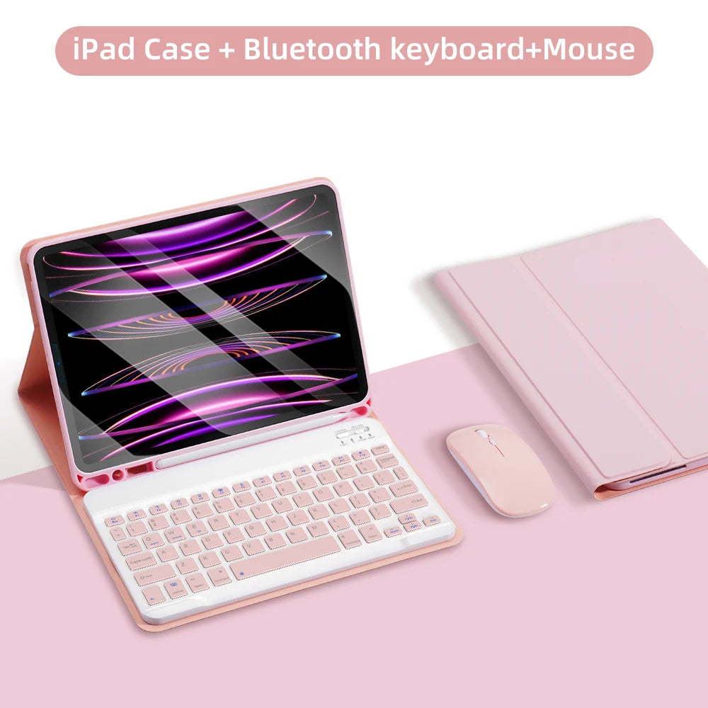 Bluetooth Keyboard Case for iPad 2025 — Air 11"/13" M2/M3, Pro 11"/13" M4, 9th–11th Gen