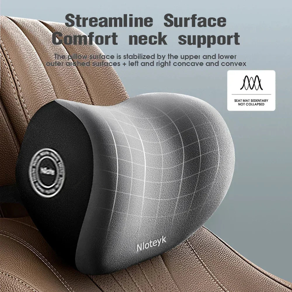 Memory Foam Car Headrest & Lumbar Support Set — Ergonomic Neck & Back Cushion for All Car Seats