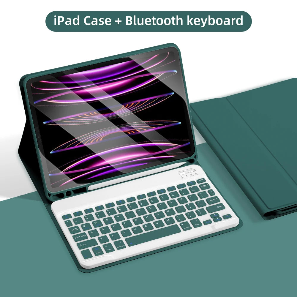 Bluetooth Keyboard Case for iPad 2025 — Air 11"/13" M2/M3, Pro 11"/13" M4, 9th–11th Gen
