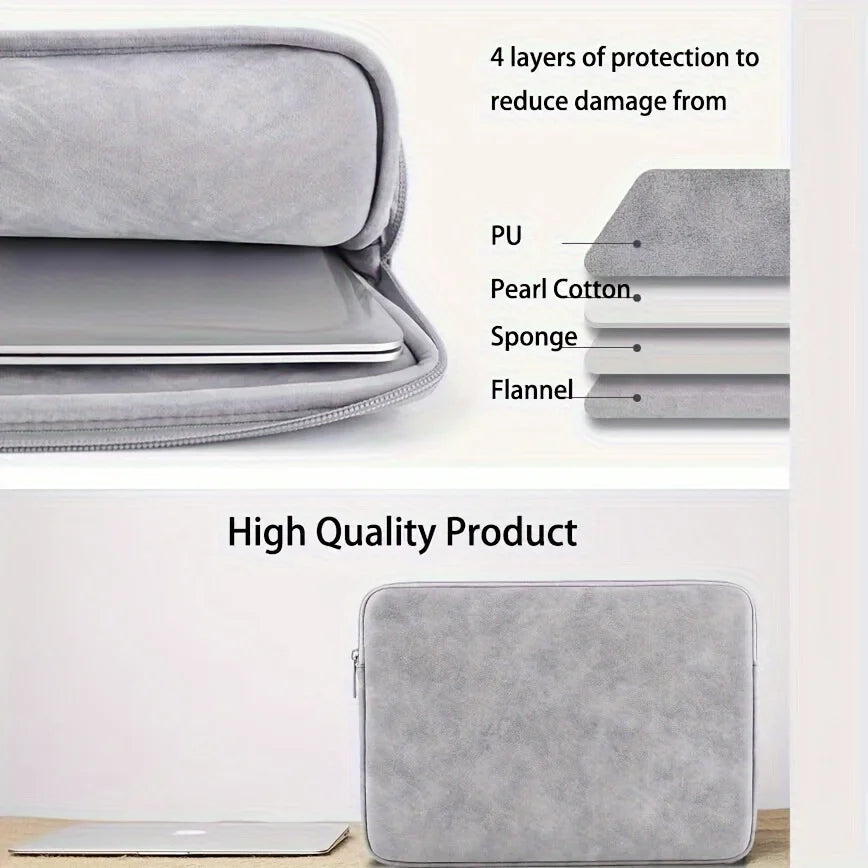 PU Leather Laptop Sleeve — 11" to 15" Slim Protective Pouch for MacBook & Tablets