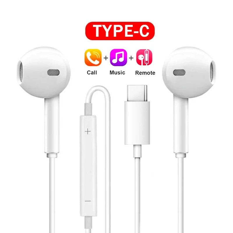 Wired Earbuds Headset — USB-C & 3.5mm Universal In-Ear with Microphone for Android & iPhone