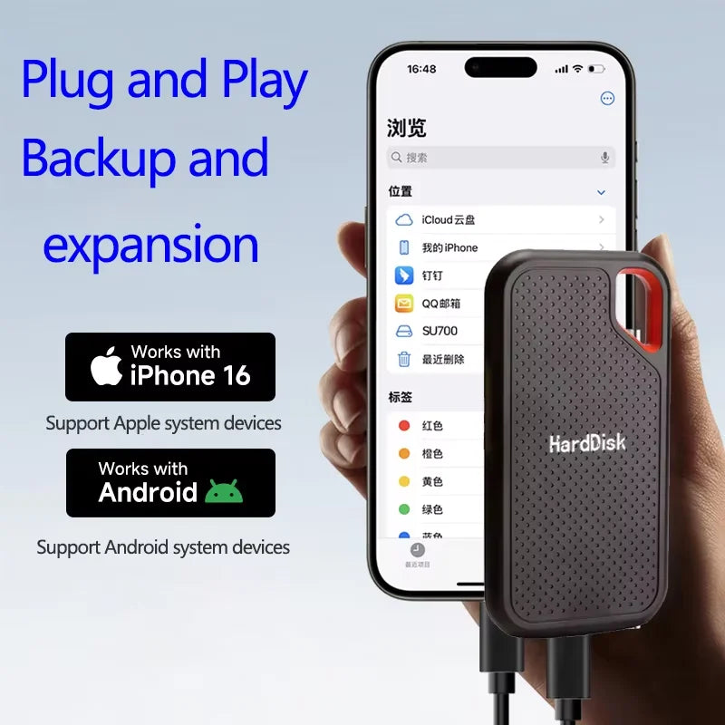 قرص تخزين خارجي محمول SSD — منفذ USB 3.1 للابتوب والكمبيوتر والجوال