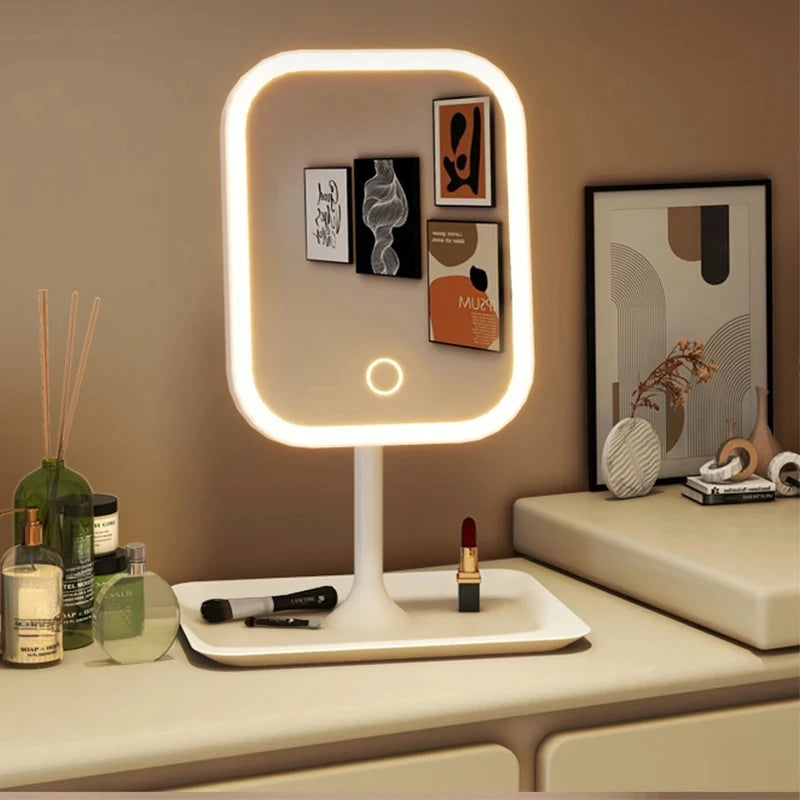 LED Vanity Mirror with Touch Control — Rechargeable Lighted Makeup Mirror with 3 Light Modes