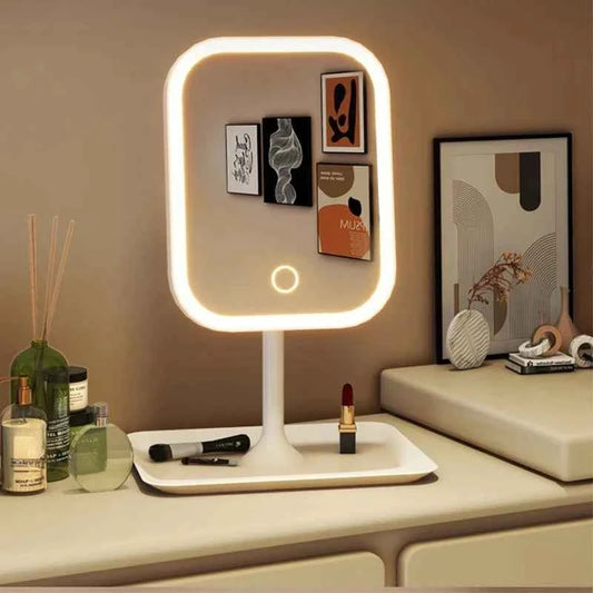 LED Vanity Mirror with Touch Control — Rechargeable Lighted Makeup Mirror with 3 Light Modes
