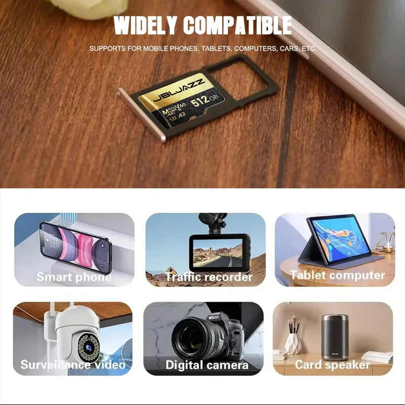 Micro SD Card Mini Memory Class 10 High Speed 1TB Ultra-HD Video A2 TF Flash Card MicroSD for Xiaomi Camera Phone Drone