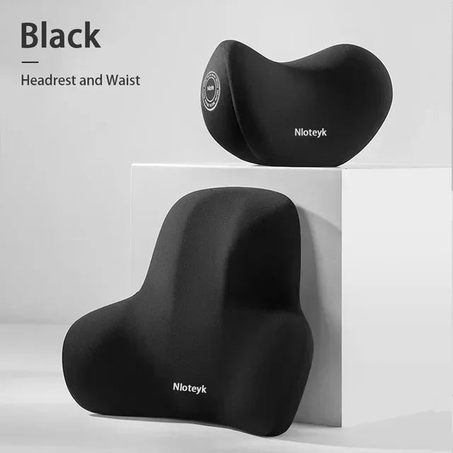 Memory Foam Car Headrest & Lumbar Support Set — Ergonomic Neck & Back Cushion for All Car Seats