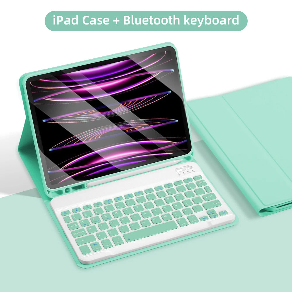 Bluetooth Keyboard Case for iPad 2025 — Air 11"/13" M2/M3, Pro 11"/13" M4, 9th–11th Gen