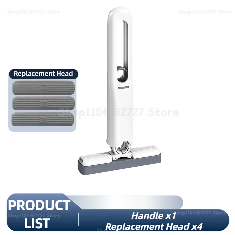 Self-Squeeze Folding Mini Mop — Portable Microfiber Floor Mop for Kitchen, Bathroom & Small Spaces