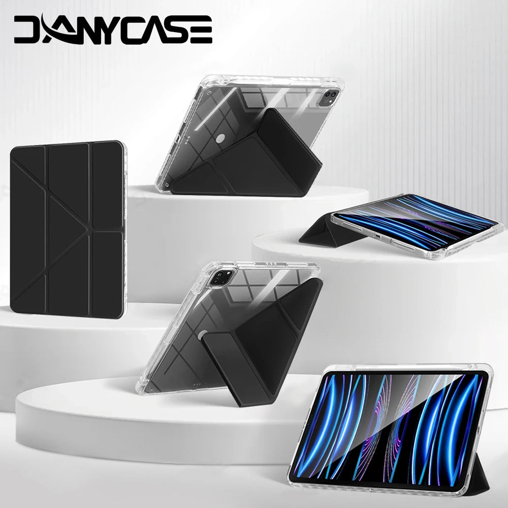 Smart iPad Case with Pen Holder — Air 5/6, Pro 11"/12.9"/13", Mini 6/7, iPad 5th–11th Gen