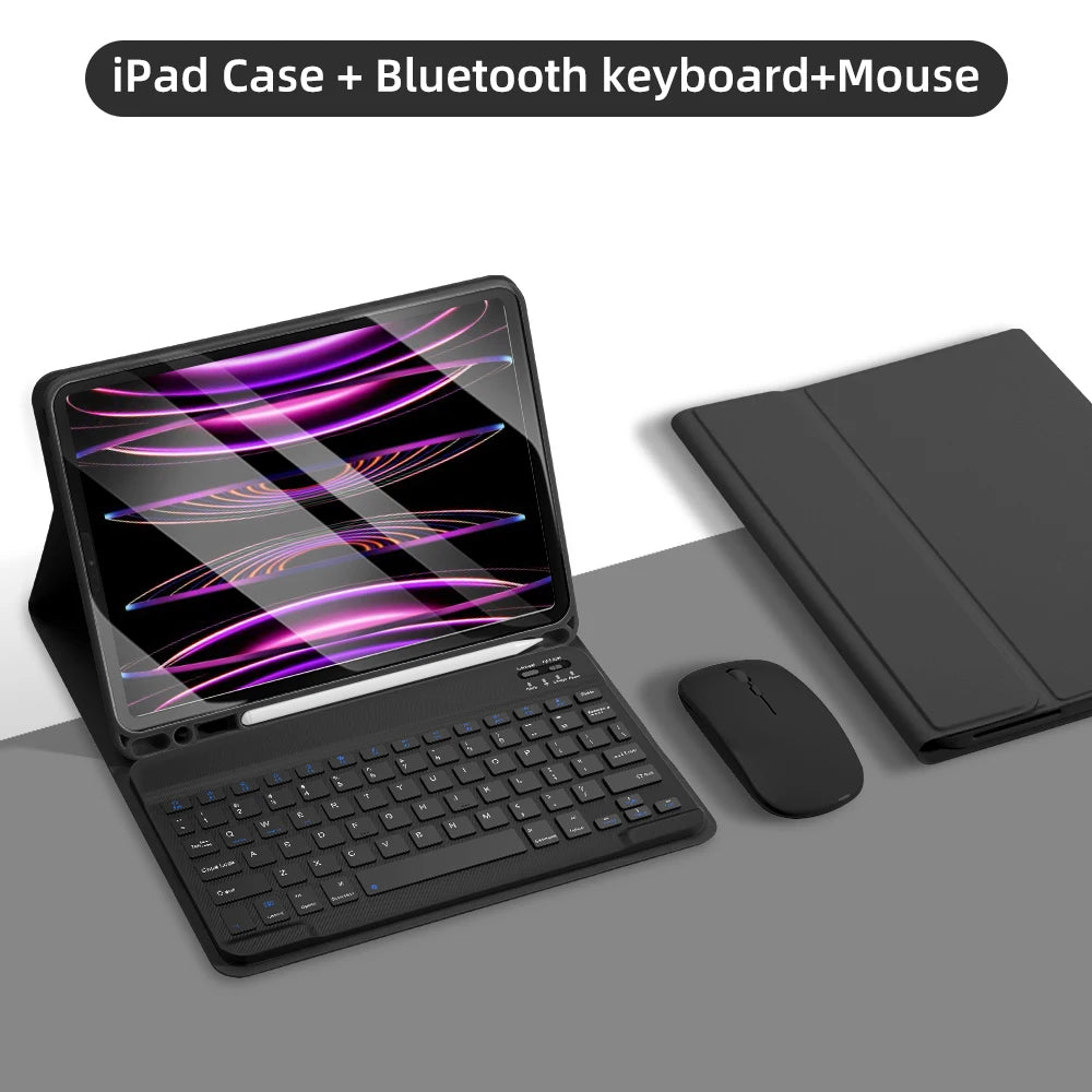 Bluetooth Keyboard Case for iPad 2025 — Air 11"/13" M2/M3, Pro 11"/13" M4, 9th–11th Gen