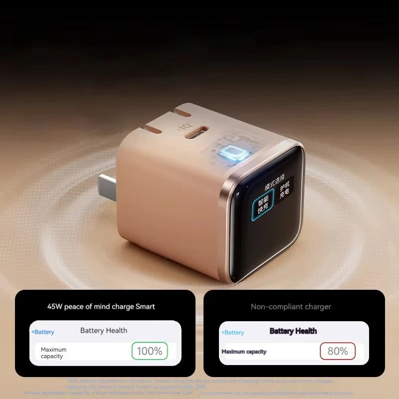 Anker 45W Nano Smart Type C Charger Fast Charging Foldable Plug Compact Screen Display for iPhone 17ProMax 16 Pro USB C Charger
