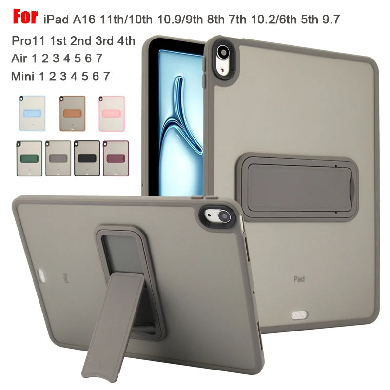 PC + TPU Stand Case for iPad — Mini 4/5/6/7, Air 4/5/11", Pro 11"/12.9"/13" M4