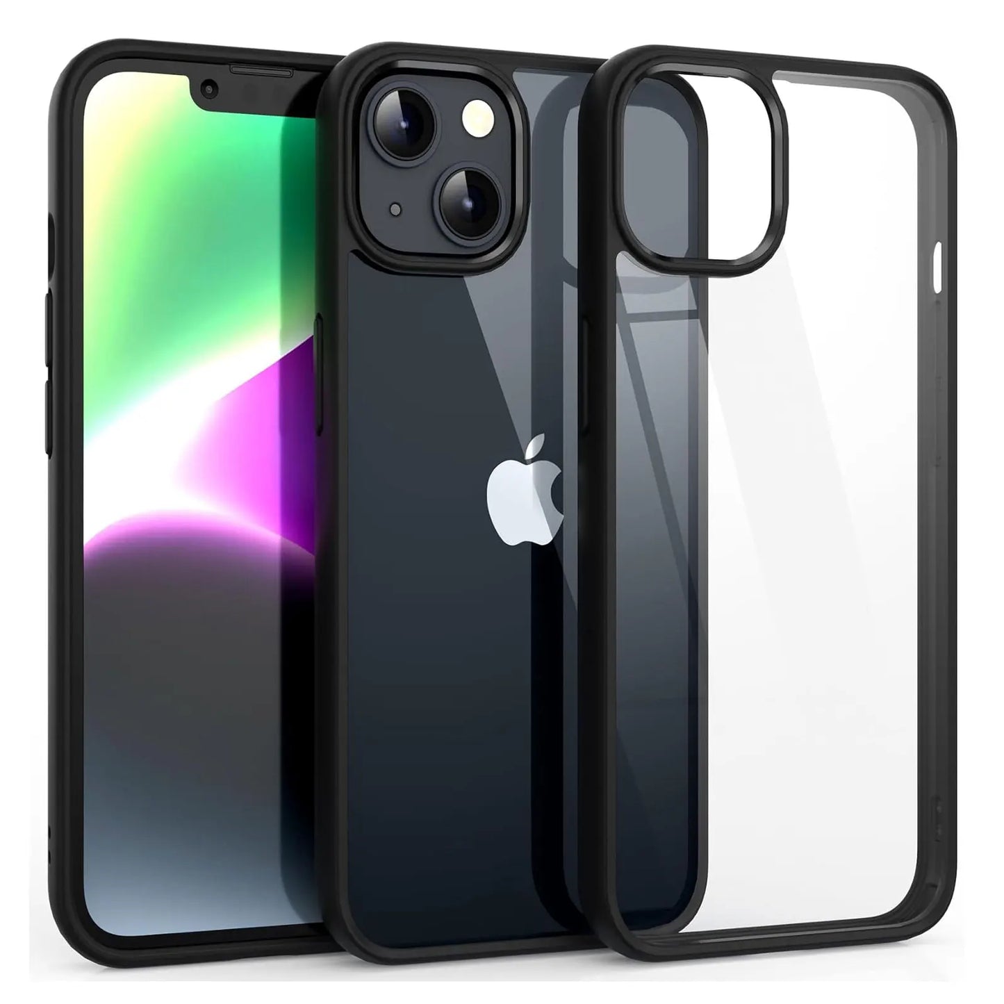 Transparent Colour-Trim Shockproof Case for iPhone X–16 Series — Clear Back with Coloured Bumper