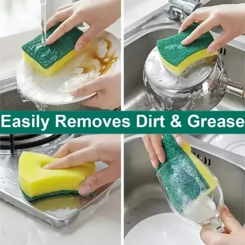 Kitchen Dishwashing Scouring Sponge Pack — Heavy-Duty Scrub Pads for Pots, Pans & Dishes