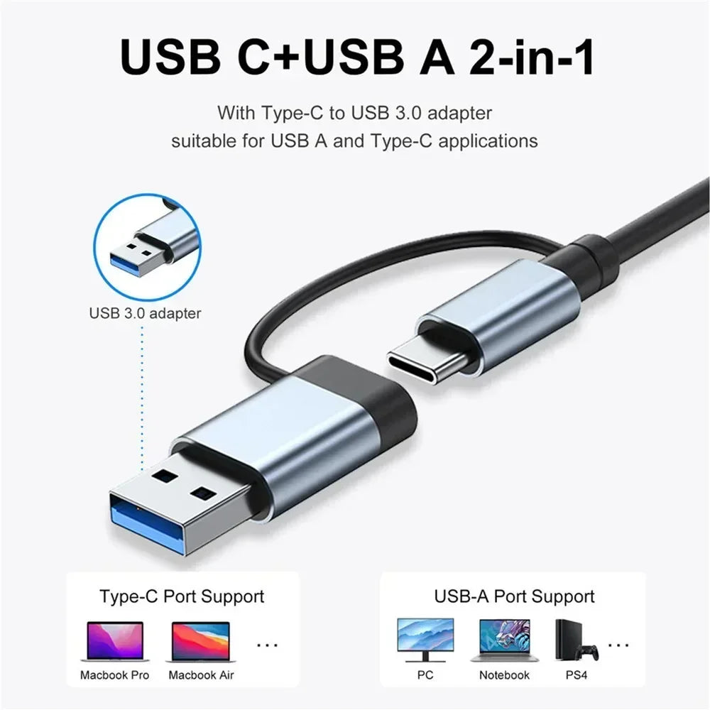 8-in-1 USB-C Hub — USB 3.0, USB-C Data, SD/TF Card, Audio for Laptop & Tablet