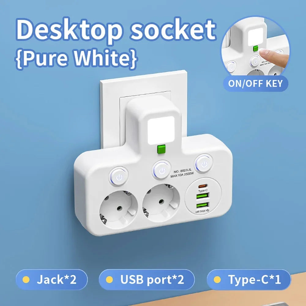 Multi-Socket Power Strip with USB-C Fast Charging (2M Cord)