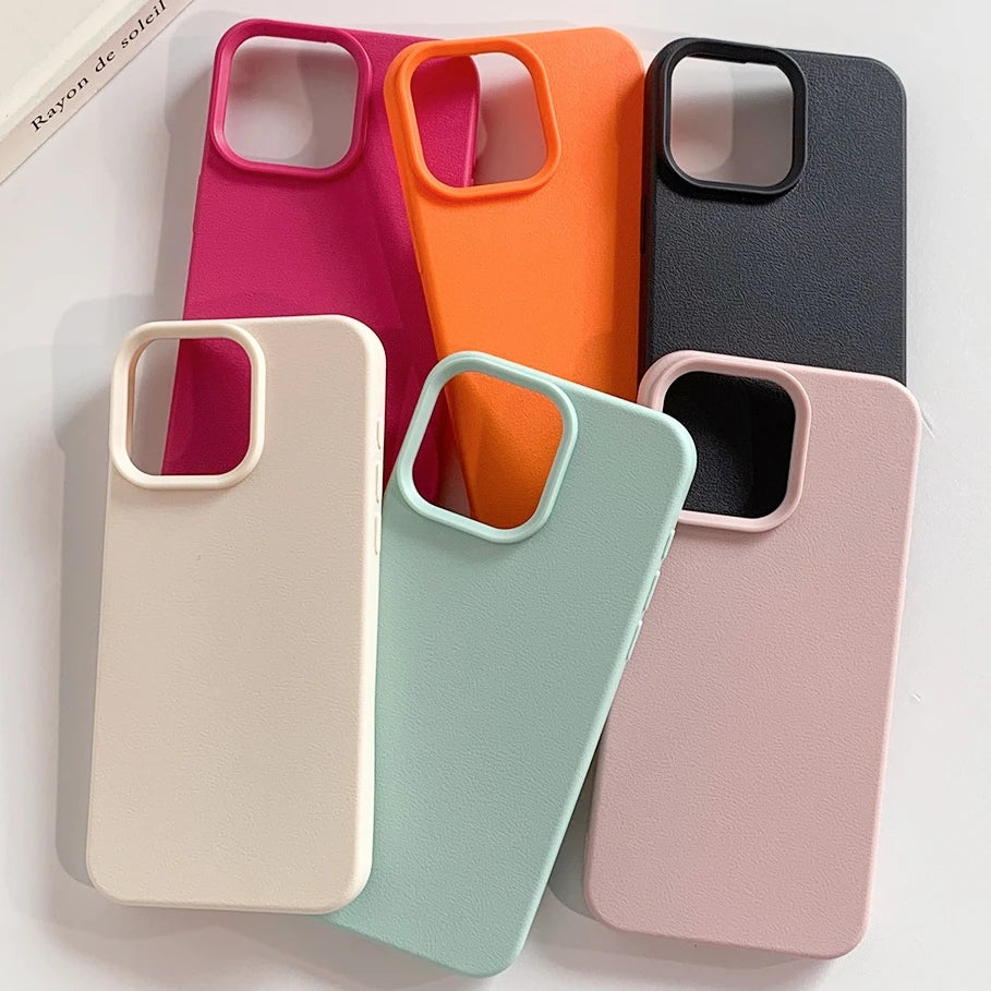 Leather Phone Case for iPhone 11–18 Series & iPhone Air — Shockproof Soft TPU Back Cover