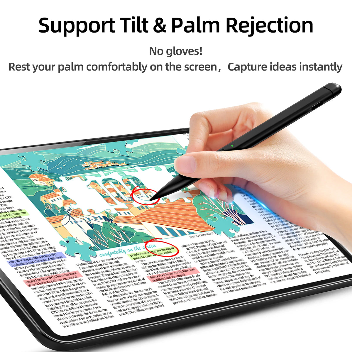 Slim Pen 2 Stylus for Surface Pro 8/9 — 4096 Pressure, Palm Rejection