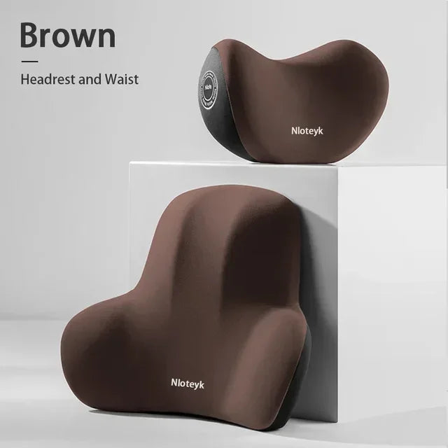 Memory Foam Car Headrest & Lumbar Support Set — Ergonomic Neck & Back Cushion for All Car Seats