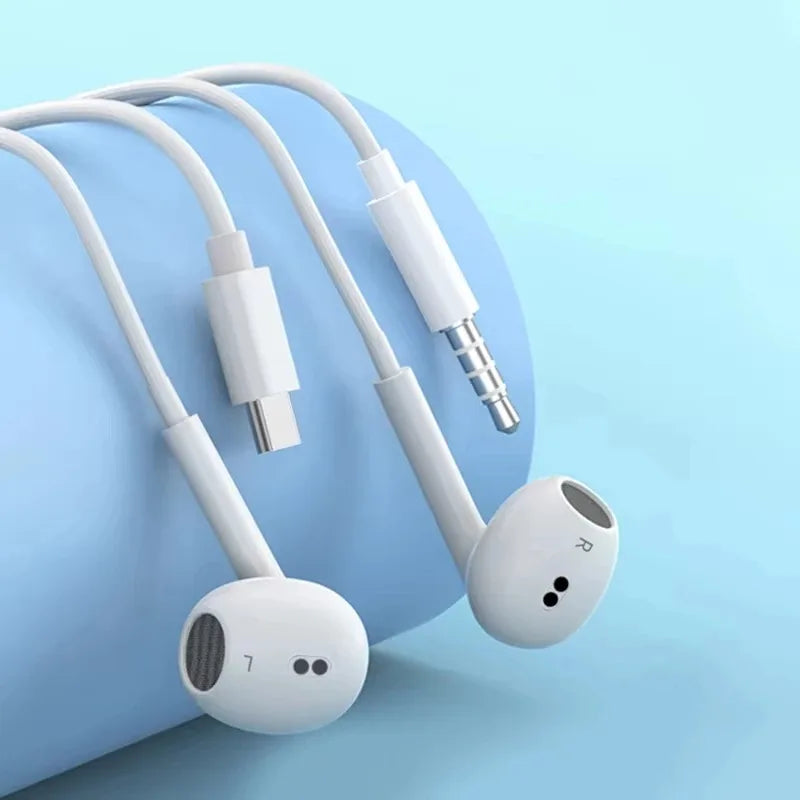 Wired Earbuds with Noise Cancellation — USB-C, 3.5mm & Lightning for Android & iPhone