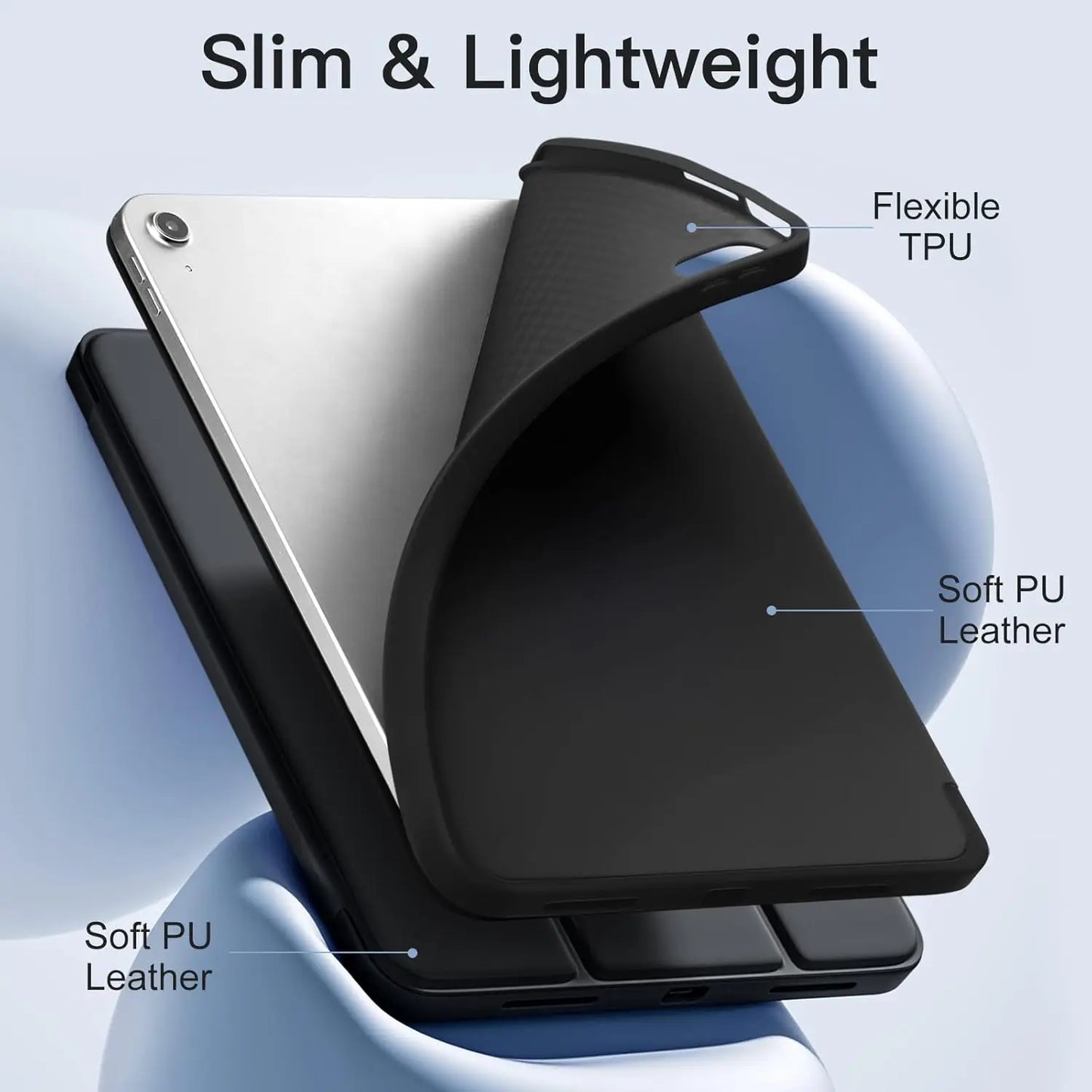 Smart iPad Case — iPad 5th–10th Gen, Air 4/5/6/7, Pro 11" — Trifold Stand & TPU