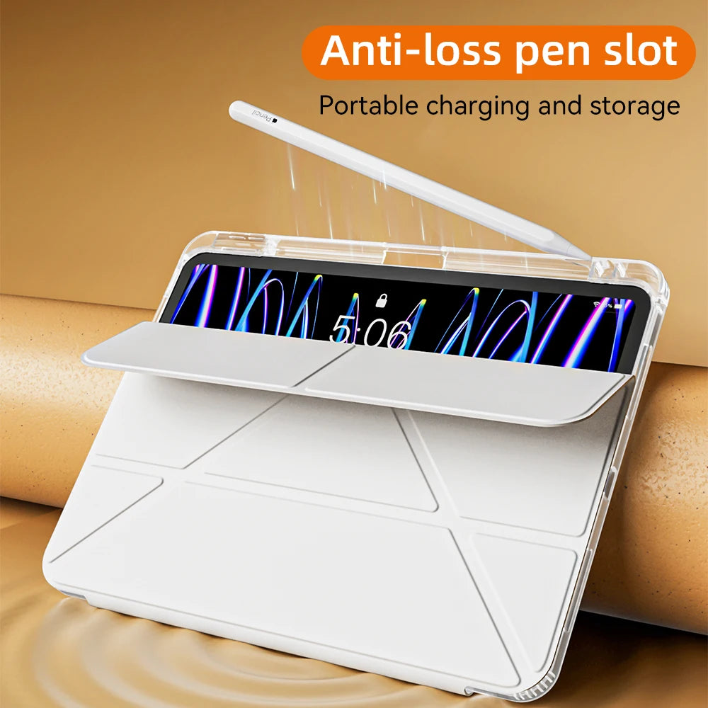 Smart iPad Case with Pen Holder — Air 5/6, Pro 11"/12.9"/13", Mini 6/7, iPad 5th–11th Gen