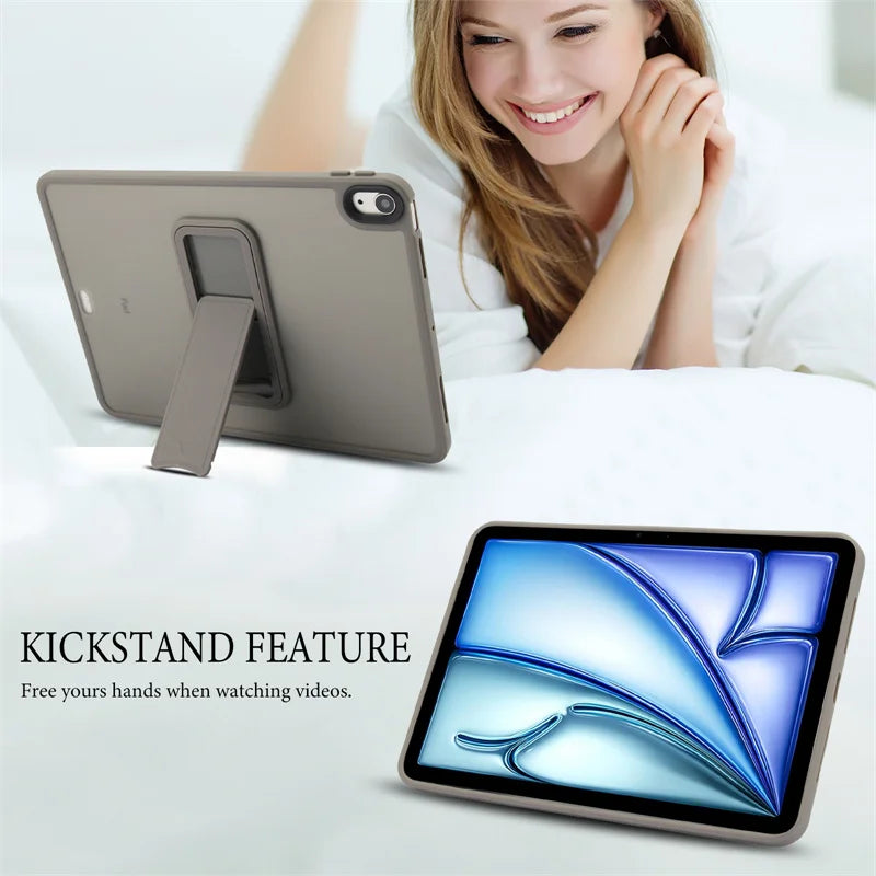 PC + TPU Stand Case for iPad — Mini 4/5/6/7, Air 4/5/11", Pro 11"/12.9"/13" M4