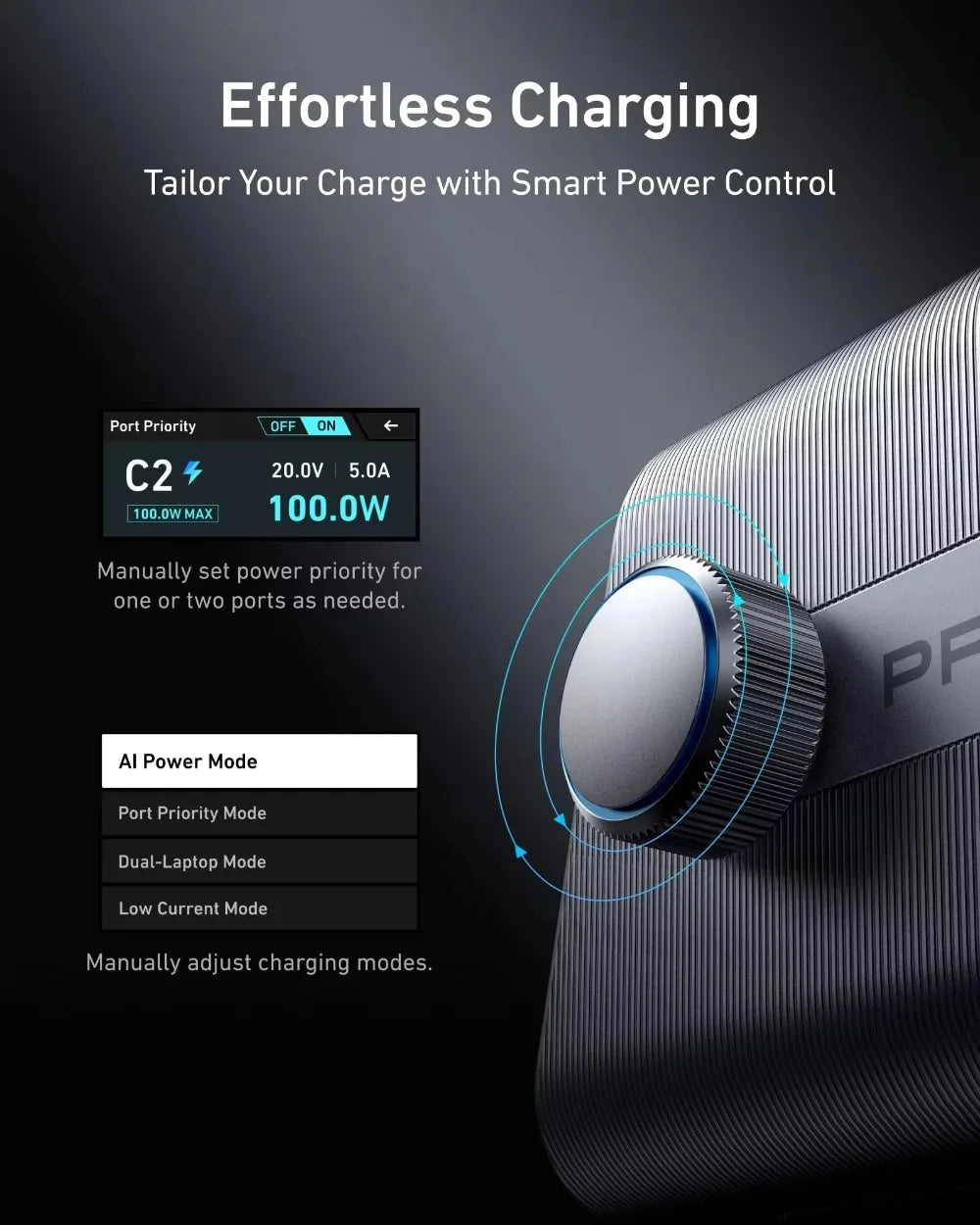 Anker A2345 Prime 200W&250W GaN 6-Port USB C Charging Station 2.26" LCD Screen Smart Dial Desktop Multi Device Fast Charger
