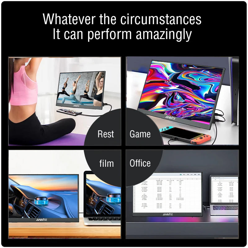 Anmite 16-inch Portable Monitor 1080p HDR Touch