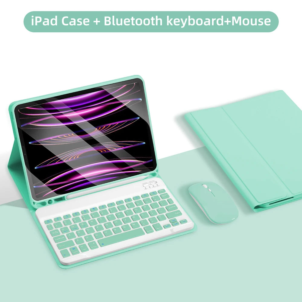 Bluetooth Keyboard Case for iPad 2025 — Air 11"/13" M2/M3, Pro 11"/13" M4, 9th–11th Gen