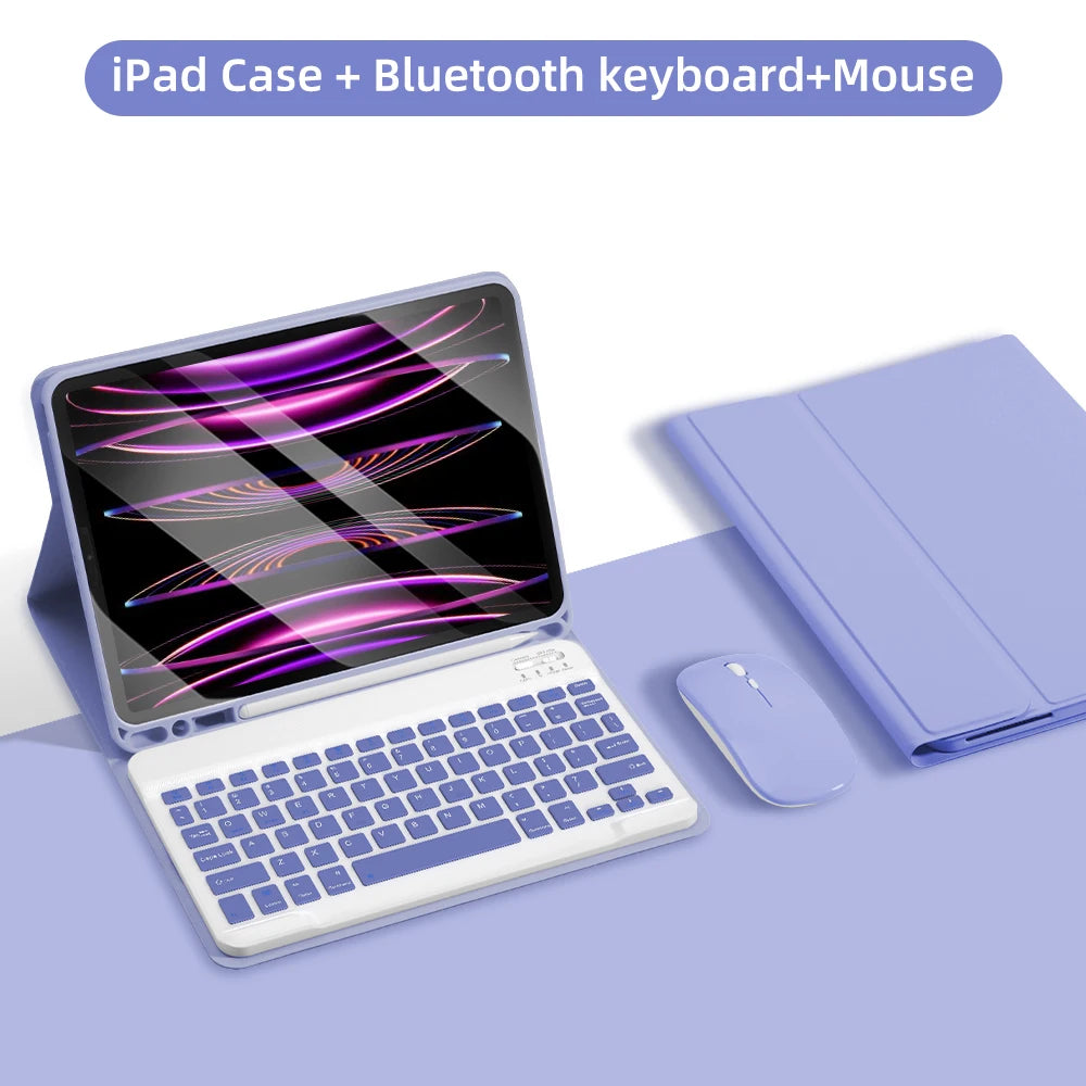 Bluetooth Keyboard Case for iPad 2025 — Air 11"/13" M2/M3, Pro 11"/13" M4, 9th–11th Gen