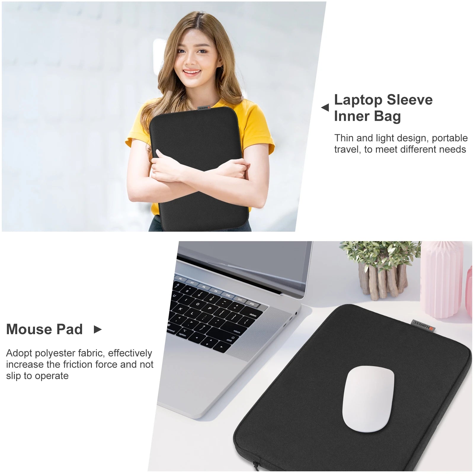 HAWEEL Laptop Sleeve Case — 11" to 16" Zipper Carrying Bag for MacBook