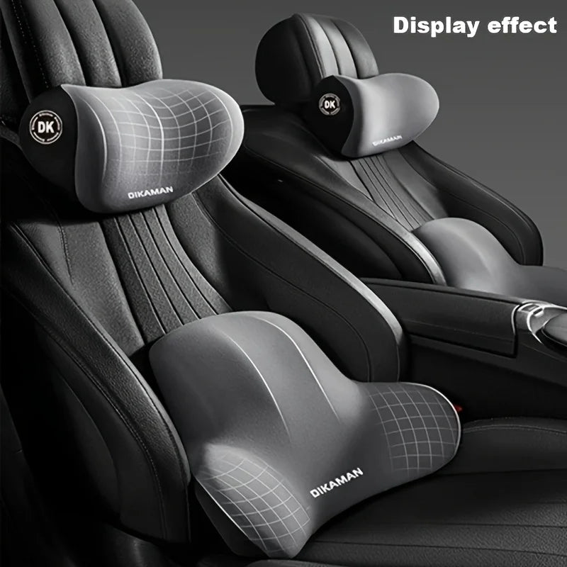 Memory Foam Car Headrest & Lumbar Support Set — Ergonomic Neck & Back Cushion for All Car Seats