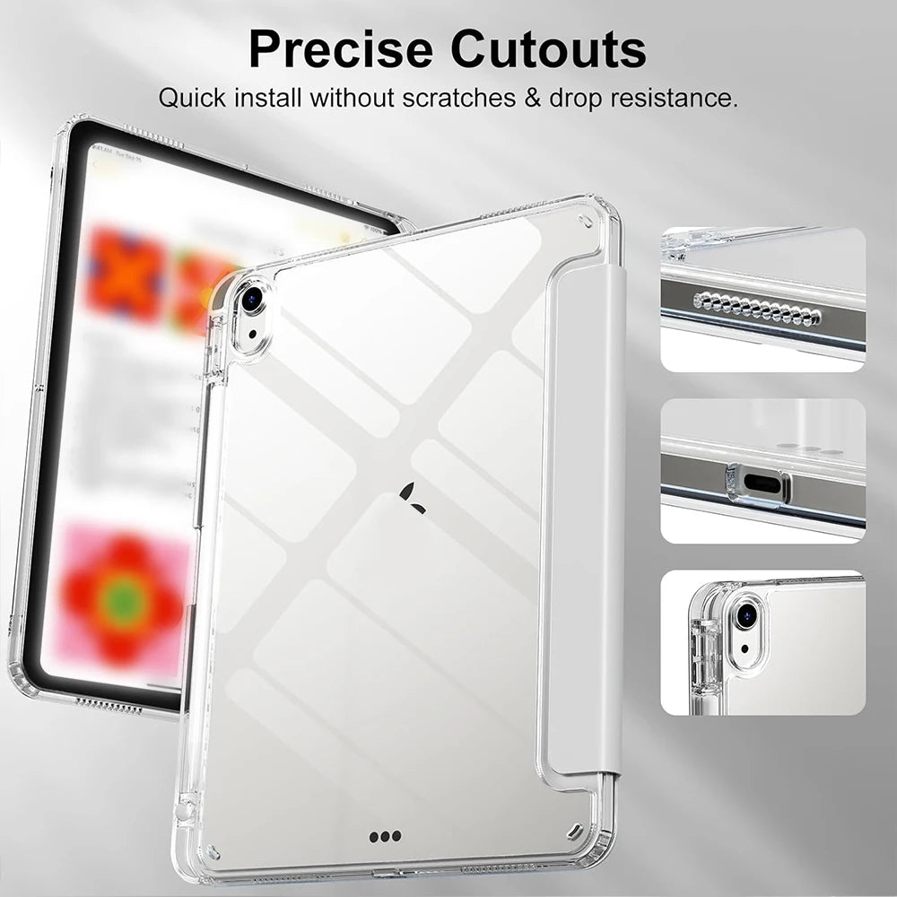 Matte Clear Acrylic iPad Case — iPad 5th–11th Gen, Air 1–7, Mini 6/7 — Auto Wake/Sleep
