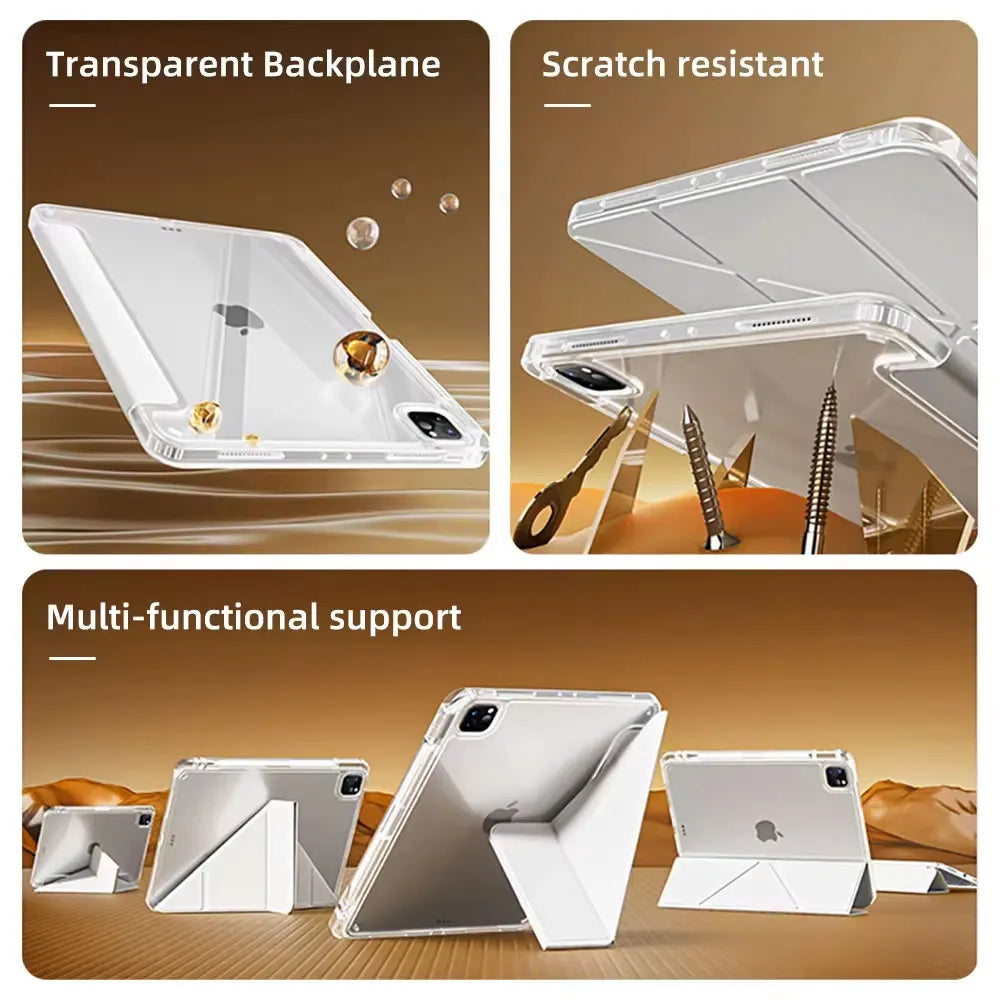 Clear Transparent Case for iPad Pro, Air, Mini — Auto Sleep/Wake, 360° Protection