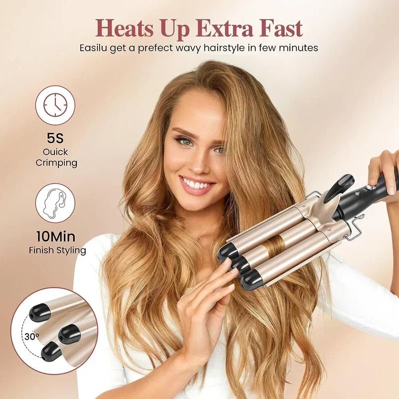 Professional Triple Barrel Ceramic Curling Iron - Quick ShopBeauty & Personal Care