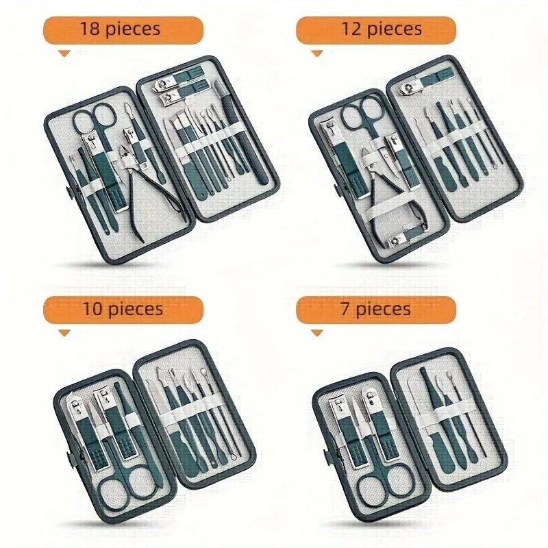 stainless steel manicure pedicure set with travel case