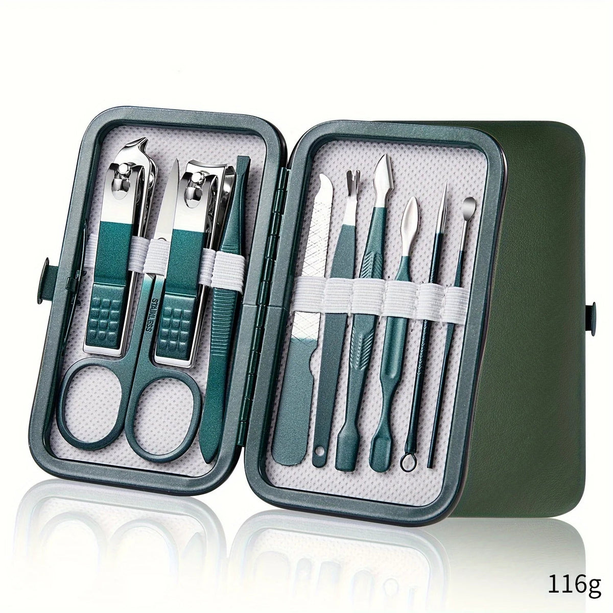 stainless steel manicure pedicure set with travel case