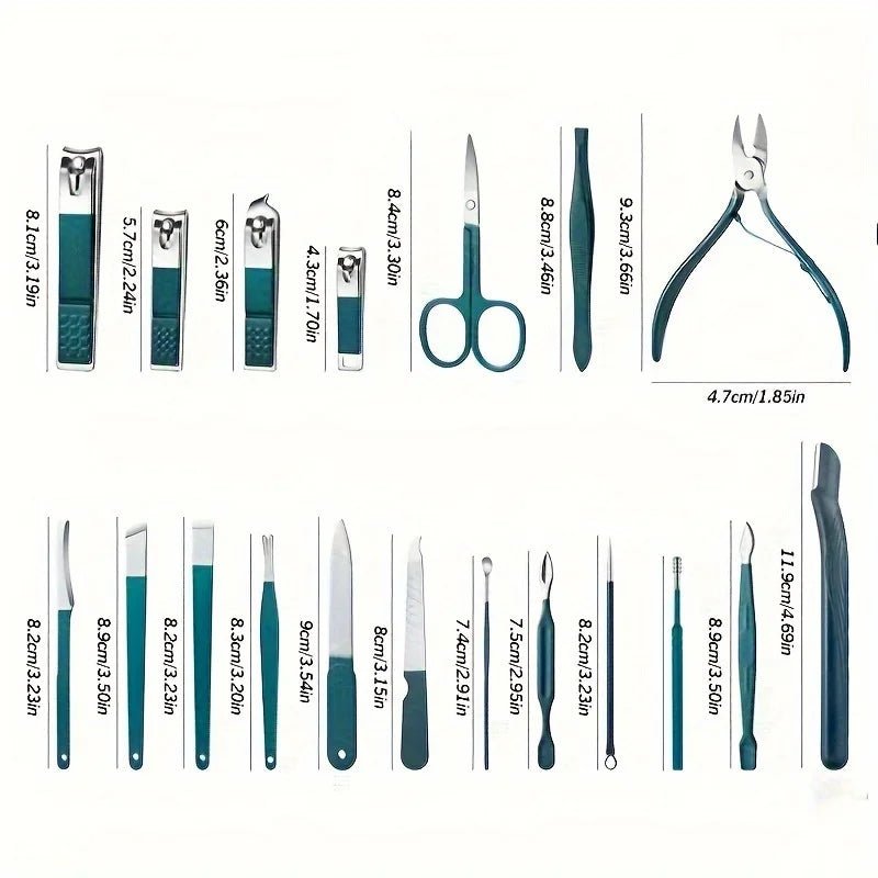 stainless steel manicure pedicure set with travel case