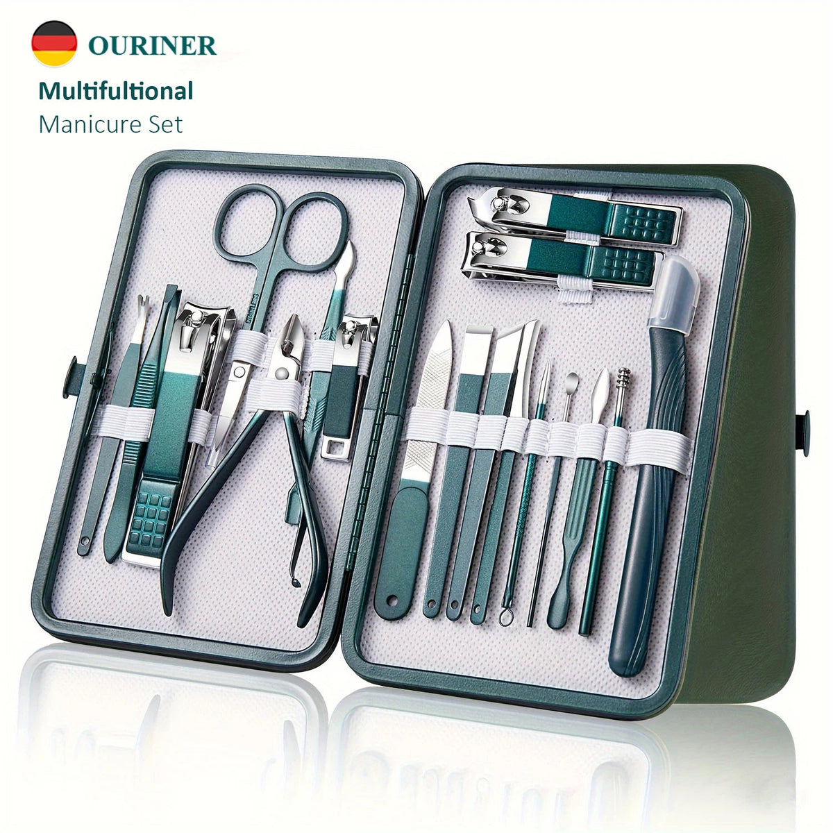 stainless steel manicure pedicure set with travel case