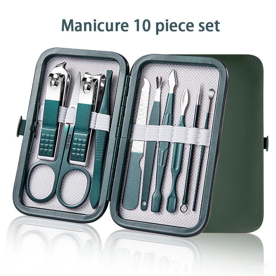 stainless steel manicure pedicure set with travel case