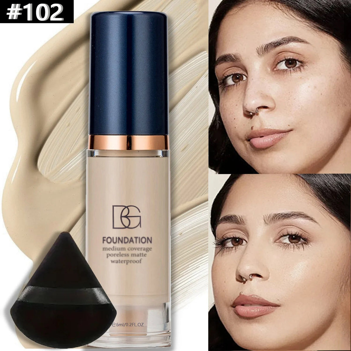 waterproof liquid foundation puff full coverage matte finish