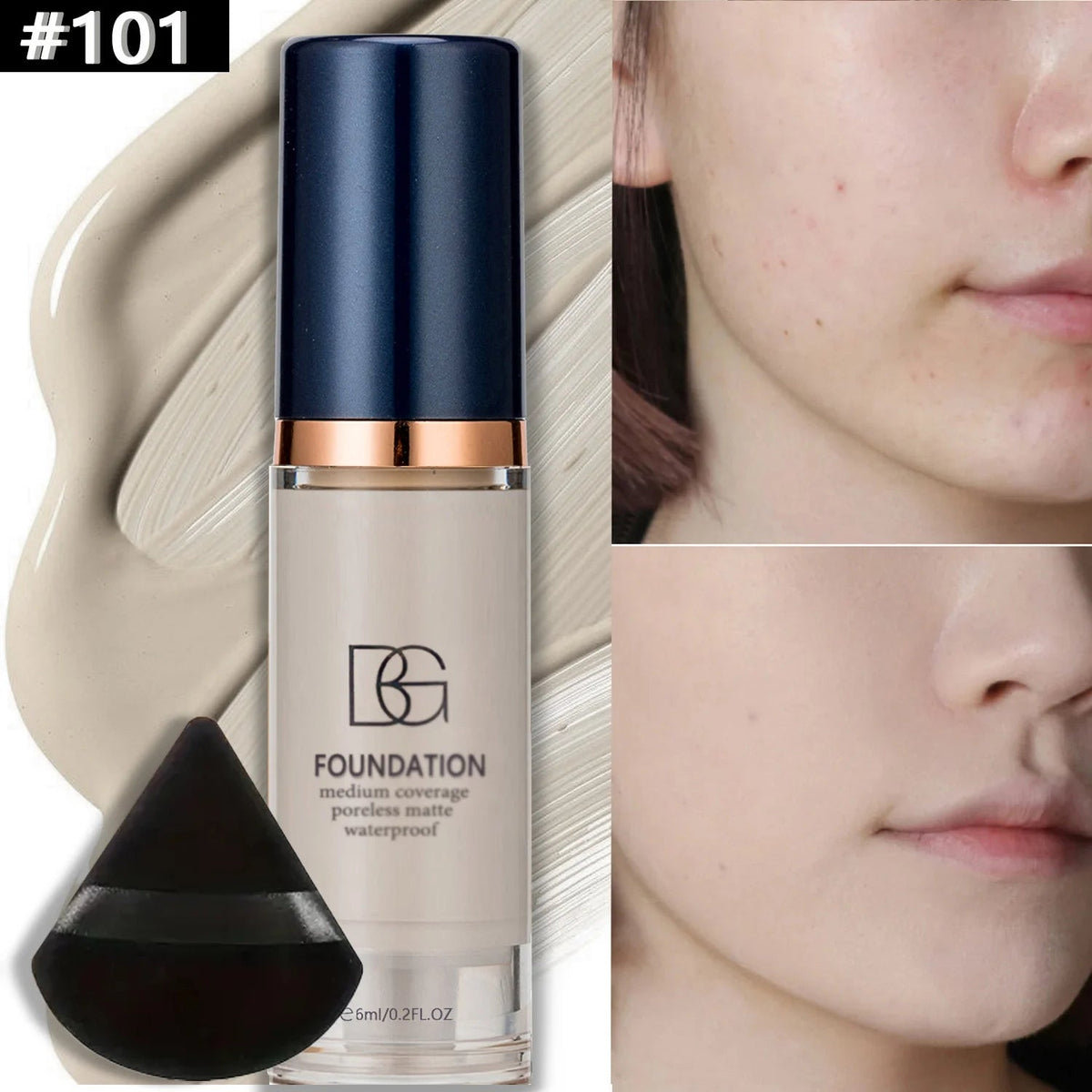 waterproof liquid foundation puff full coverage matte finish