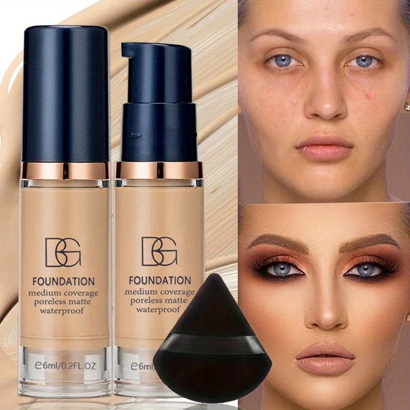waterproof liquid foundation puff full coverage matte finish