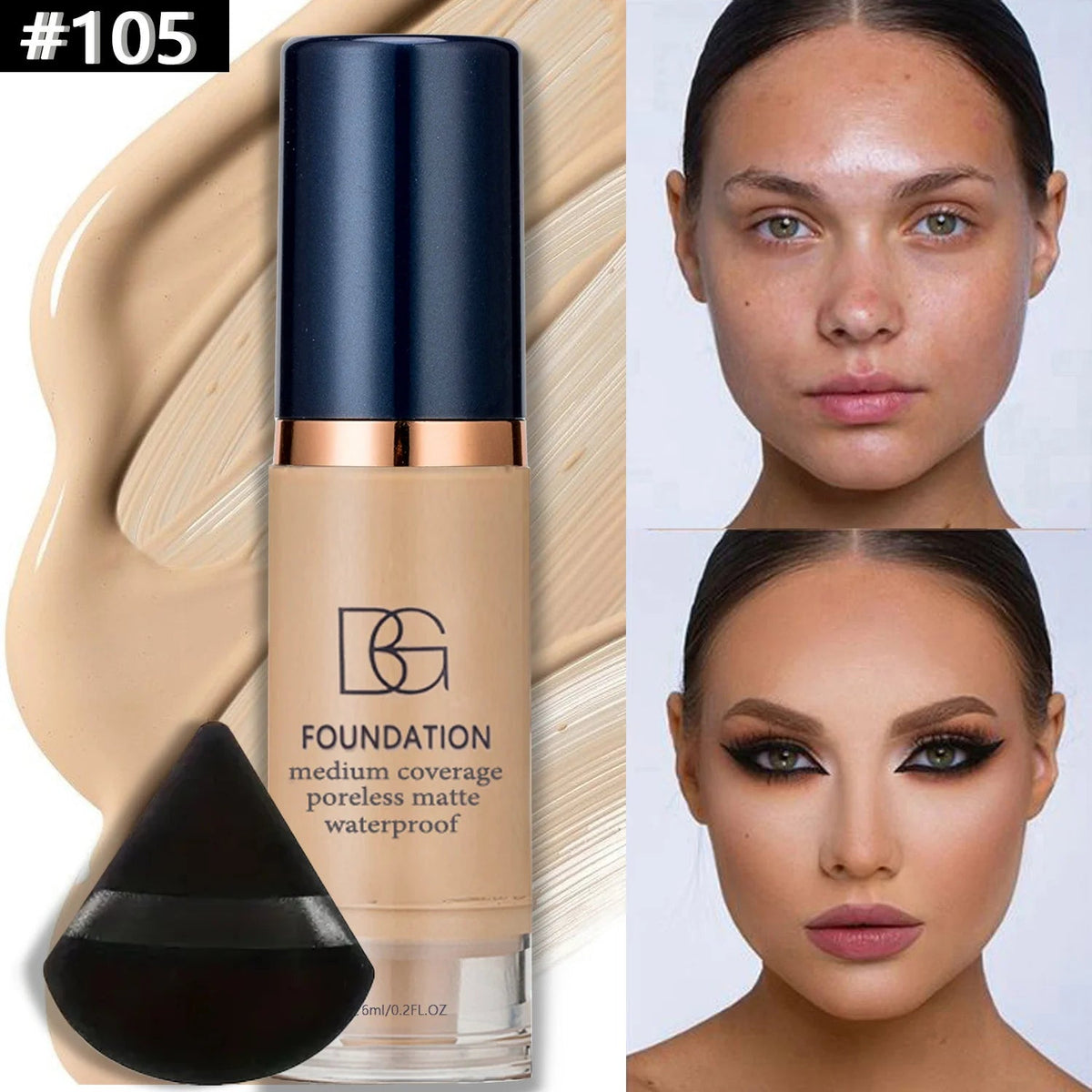waterproof liquid foundation puff full coverage matte finish