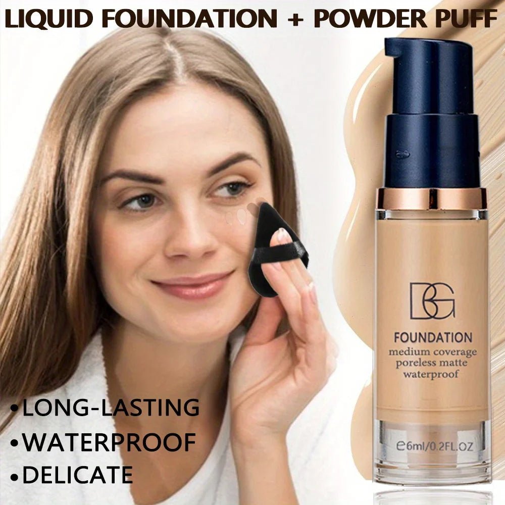 waterproof liquid foundation puff full coverage matte finish